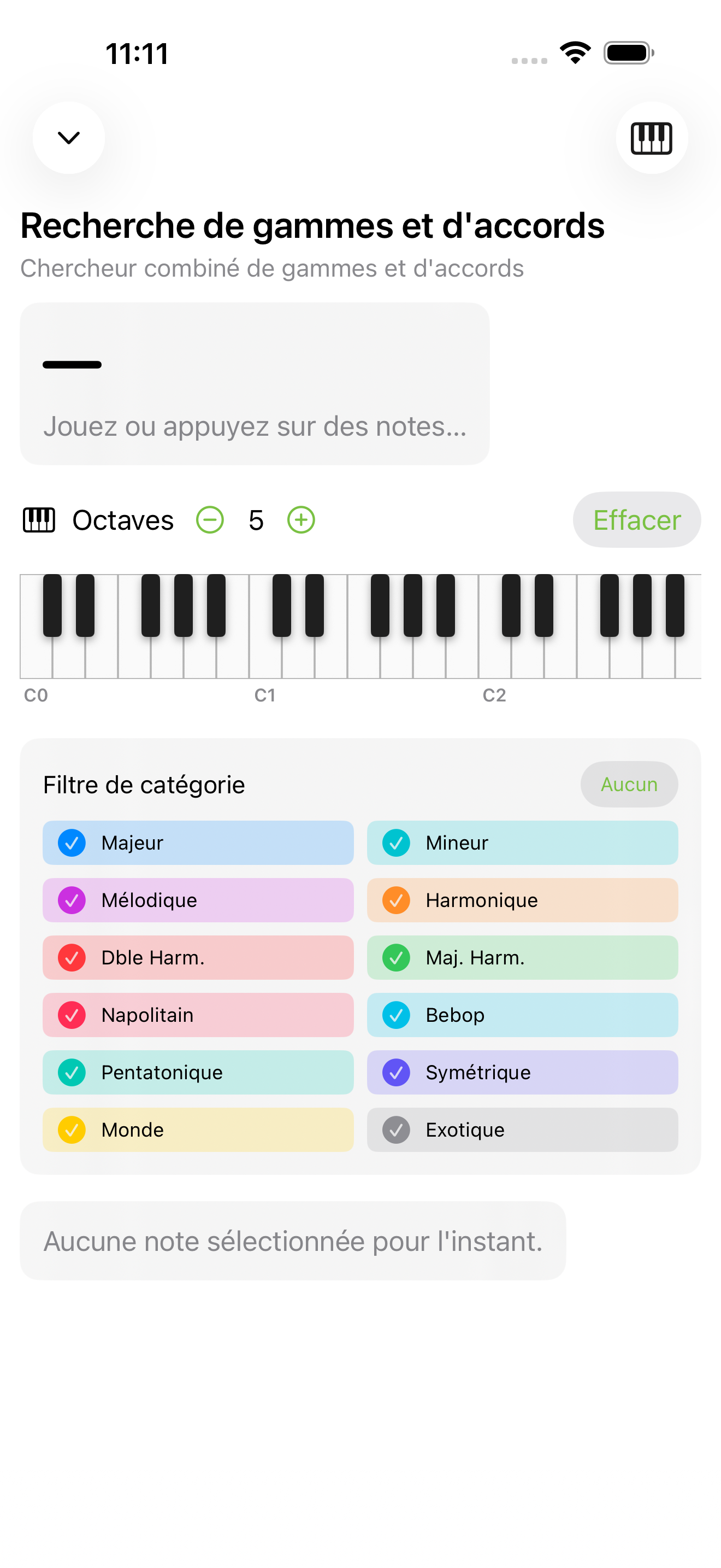 Détecteur de gammes et accords sur iPhone